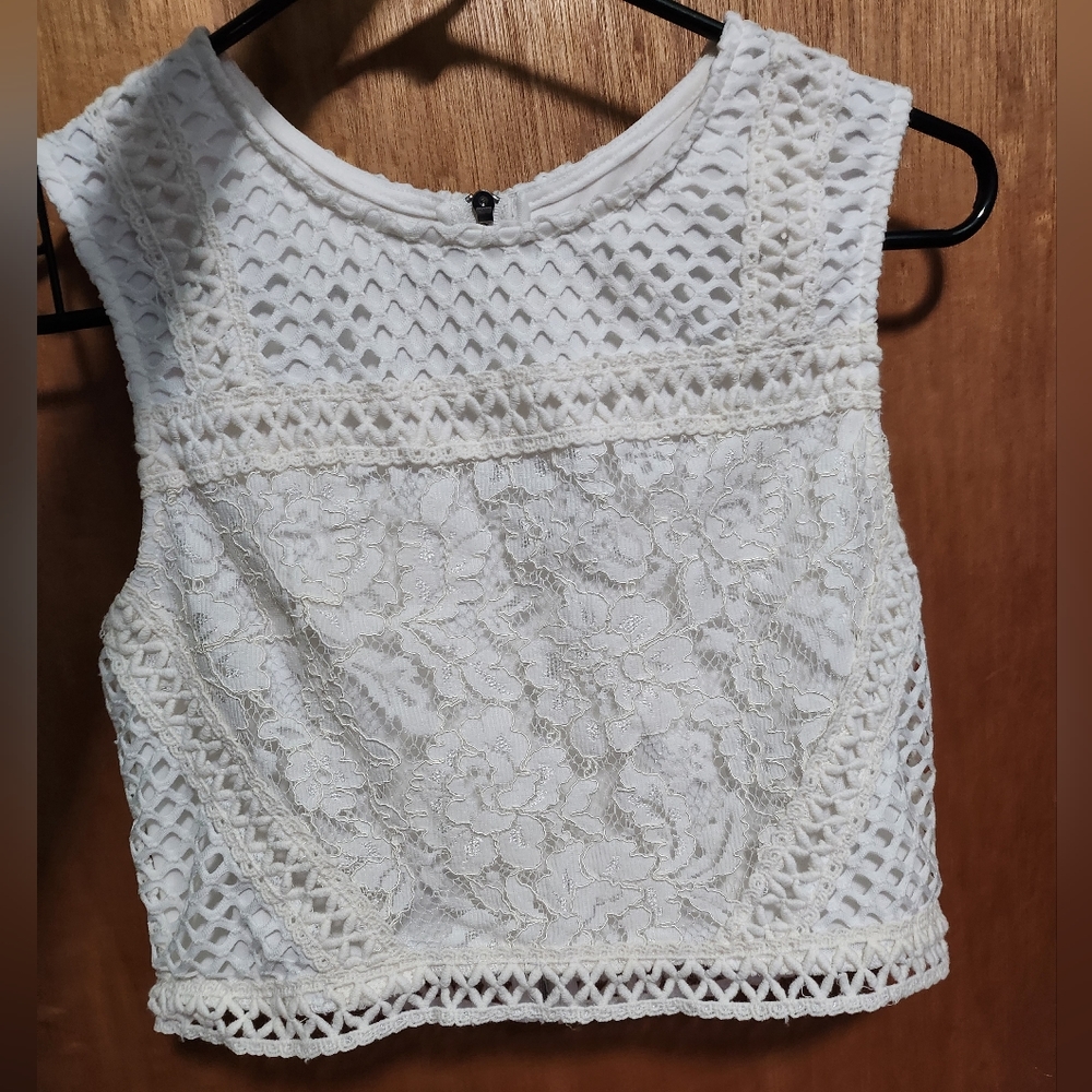 Textured White Crop Top